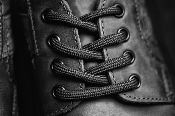 Shoes and laces close up