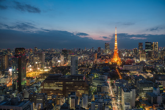 Fototapeta Tokyo Tower and Tokyo city , Tokyo, Japan