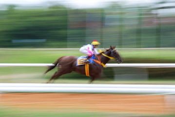 Motion blurred horse race