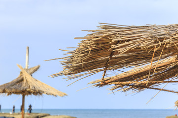 Beach umbrella made of reeds