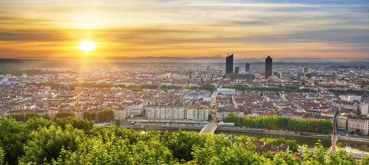 View of Lyon at sunrise