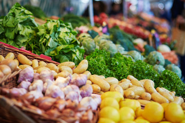 Potato on farmer market in Paris, France