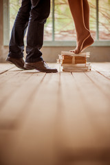Legs of the bride and groom