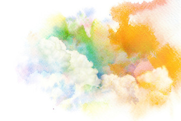 Fototapeta na wymiar Watercolor illustration of sky with cloud.
