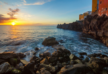 Sunset over the Atlantic coast of Tenerife, Puerto de la Cruz, Punta Brava