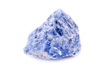 macro mineral sodalite stone on a white background