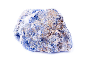 macro mineral sodalite stone on a white background