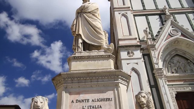 Monument to Italian poet Dante Alighieri, the Divine Comedy writer, Florence, Italy