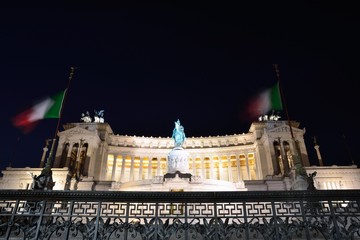 Monument of Victor Emmanuel, night View in Rome.