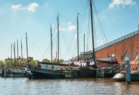 Ships present in the port museum of Amsterdam