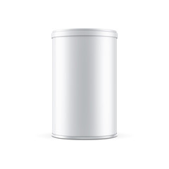 White metal Tin can packaging Mockup for baby food, 3d rendering