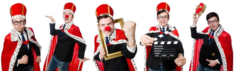 Businessman with crown isolated on white