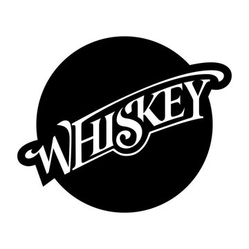Circular Label Logo Sticker Whiskey Lettering Script Print Emblem Text