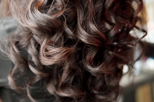 Curly Hair, Brunette. Wavy Hairstyle