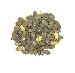 Pumpkin seed isolated on white background. Top view.