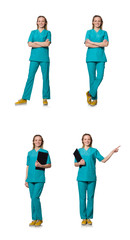 Fototapeta premium Young doctor isolated on the white