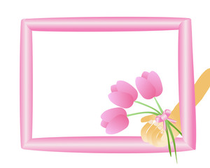 A pink frame with Tulips and copy space