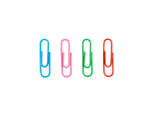 Colorful paper clip isolated on white background with clipping path