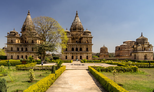 Orchha India - March 6, 2017. Medieval city of Orchha with most noteworthy Hindu architecture in India