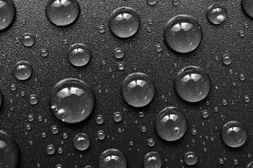 water drops on black background. Macro.