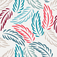 Doodle leaf pattern. Seamless pattern of doodle foliage. Vector illustration.
