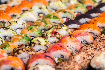 Sushi rolls close up