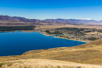 lake tekapo view from mt john observatory, new zealand