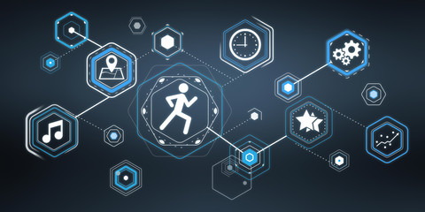 3D rendering runnig app modern interface