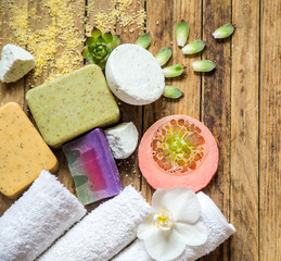 Spa still life on wooden background