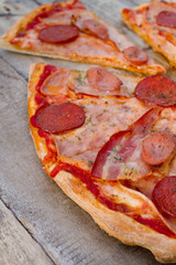 pizza with meatballs and bacon