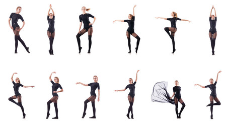 Fototapeta premium Woman dancing isolated on the white