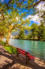 Beautiful river landscape of Interlaken, Switzerland