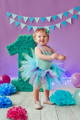 first birthday Portraits with smash cake