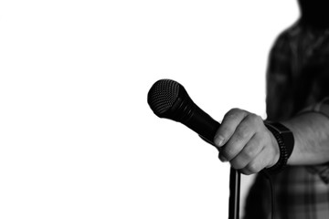 Microphone isolated man hand