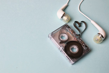 audio tape on a blue background