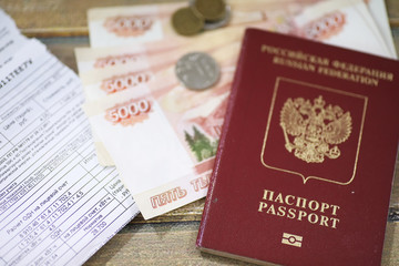 Fototapeta premium Documents and money on the floor