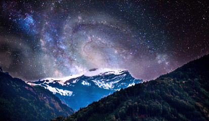 Fototapeta na wymiar Beautiful night landscape of Interlaken, Switzerland