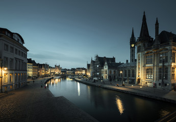 Fototapeta na wymiar Leie river in Ghent town, Belgium