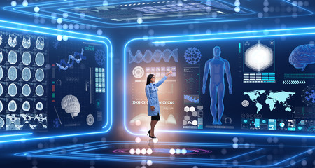 Woman doctor in futuristic medical concept