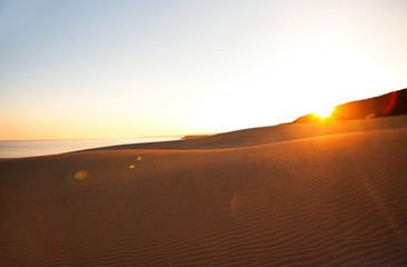 Fototapeta na wymiar sunset in sand desert, Cyprus