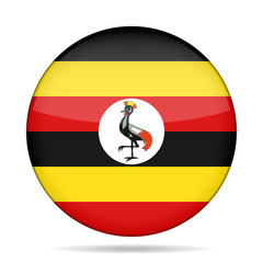 Flag of Uganda. Shiny round button.