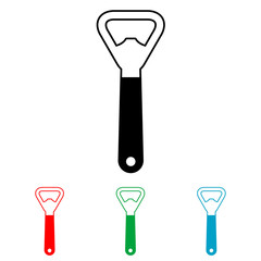 Icono plano abrebotellas lineal varios colores