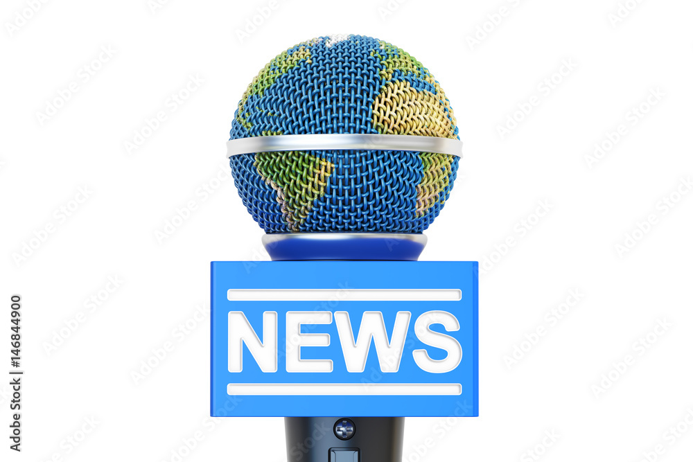 Wall mural microphone global news, 3d rendering