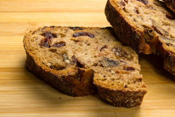 Slices of malt bread handmade