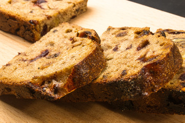 Slices of malt bread handmade
