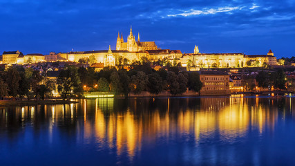 Fototapeta na wymiar Night view of Prague Castle in Prague, Czech Republic