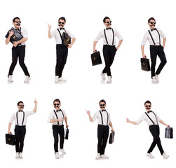 Obraz premium Young man with briefcase isolated on white