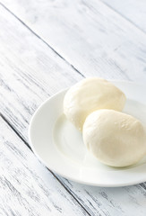 Mozzarella on the white plate