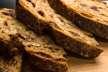 Slices of malt bread handmade