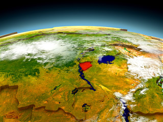 Burundi on model of Earth